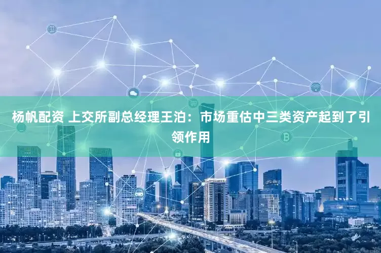 杨帆配资 上交所副总经理王泊：市场重估中三类资产起到了引领作用